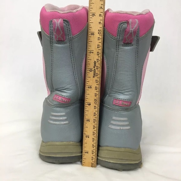 SOLD LL Bean Snow Boots Youth Girls 4 Pink Gray - Picture 6 of 8